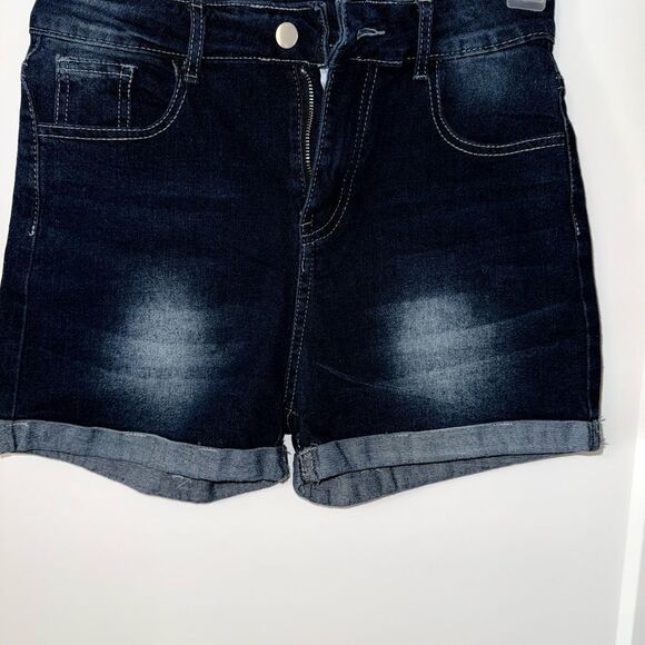 Longhorns Denim Jean Shorts with Cuffed Hem and Faded Wash - Picture 2 of 3